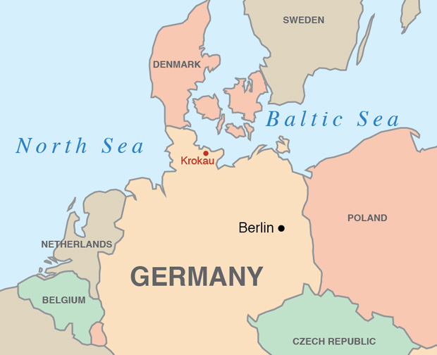 Map showing location of Krokau in Northern Germany
